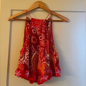 Free People Halter Red Floral Crop Top